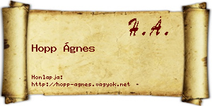 Hopp Ágnes névjegykártya